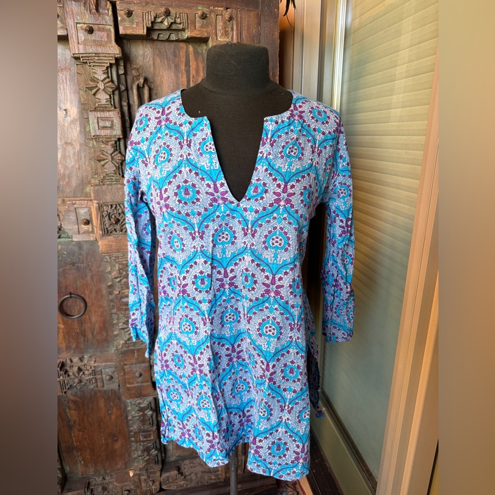 Blue and Purple Patterned Women's Top
